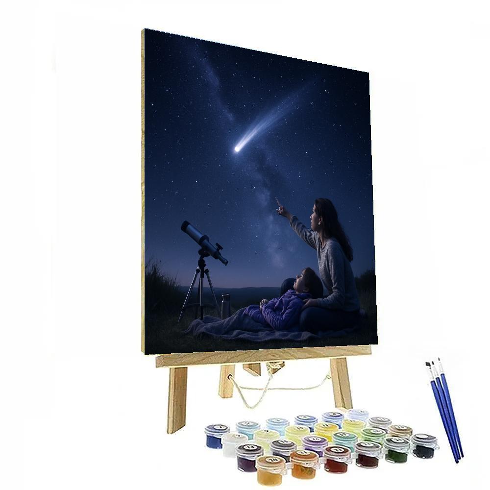 Mother And Child Stargazing On A Hill Painting by numbers kit