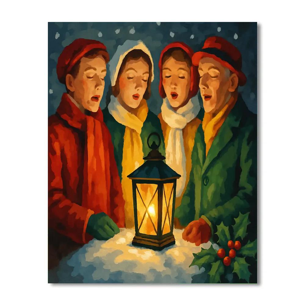 Snow Lantern Quartet Painting by numbers kit