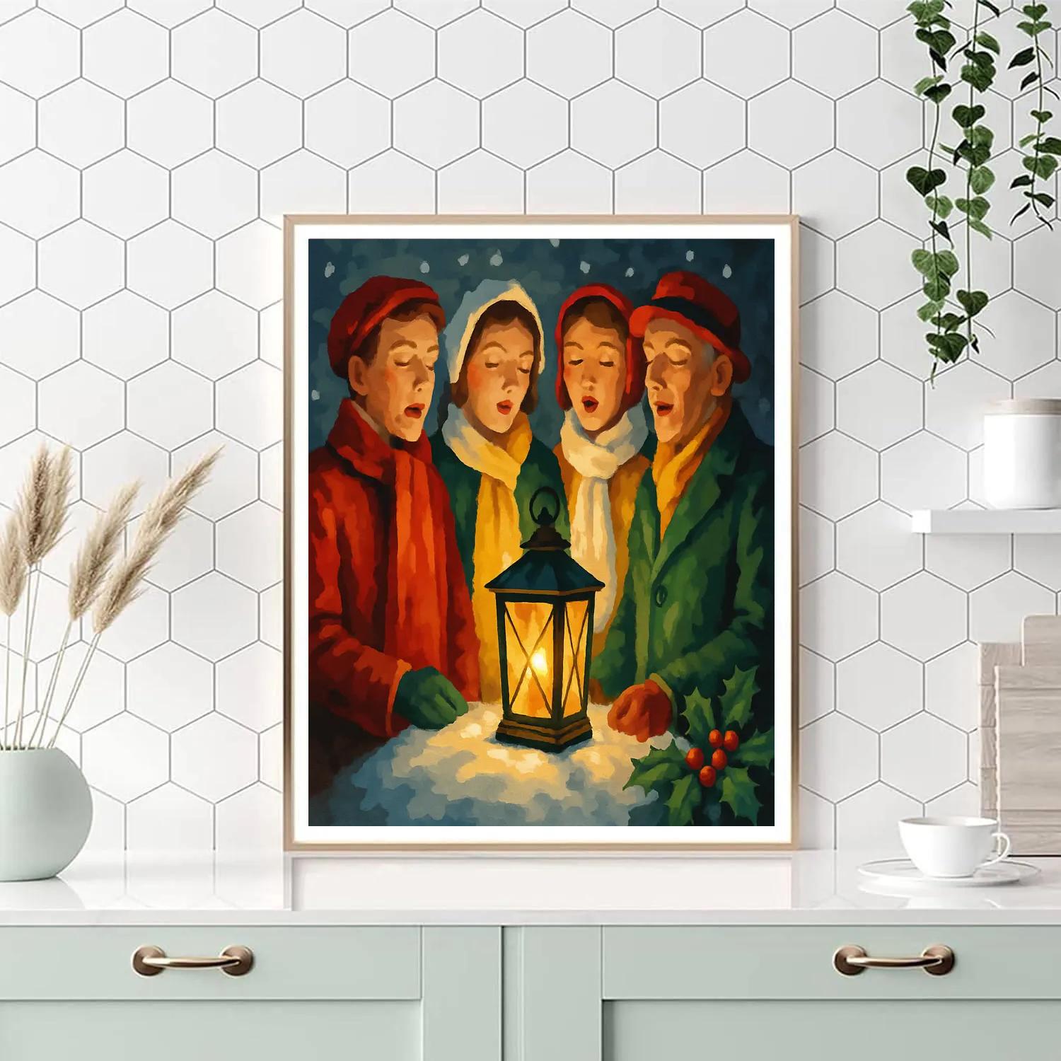 Snow Lantern Quartet Painting by numbers kit