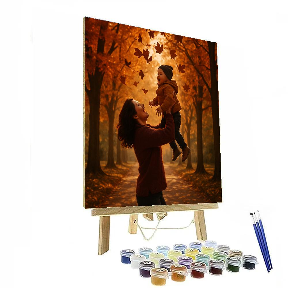 Walking Through Autumn Leaves With Mom Numbered painting kits
