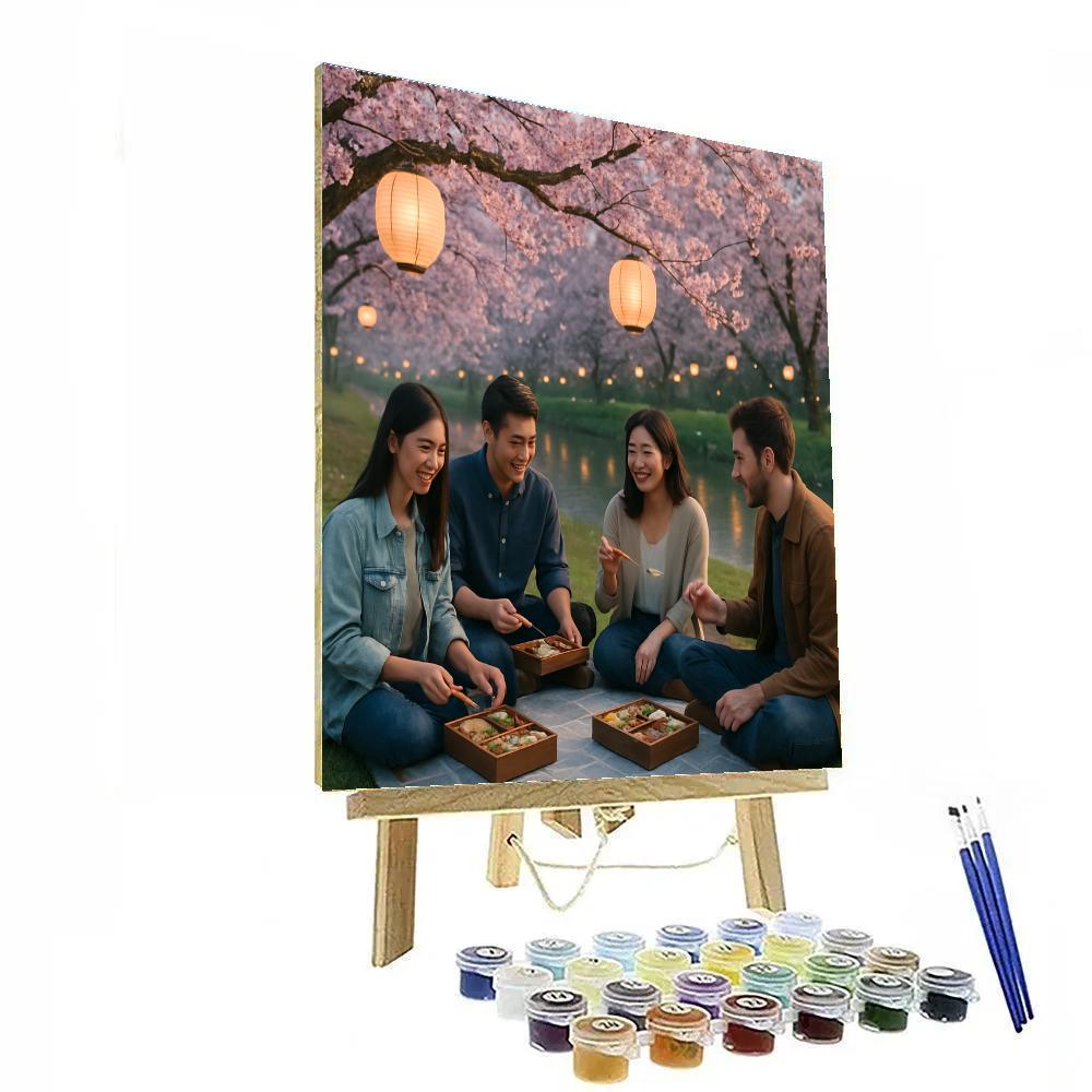 Hanami Spring Cherry Blossom Picnic paint by color
