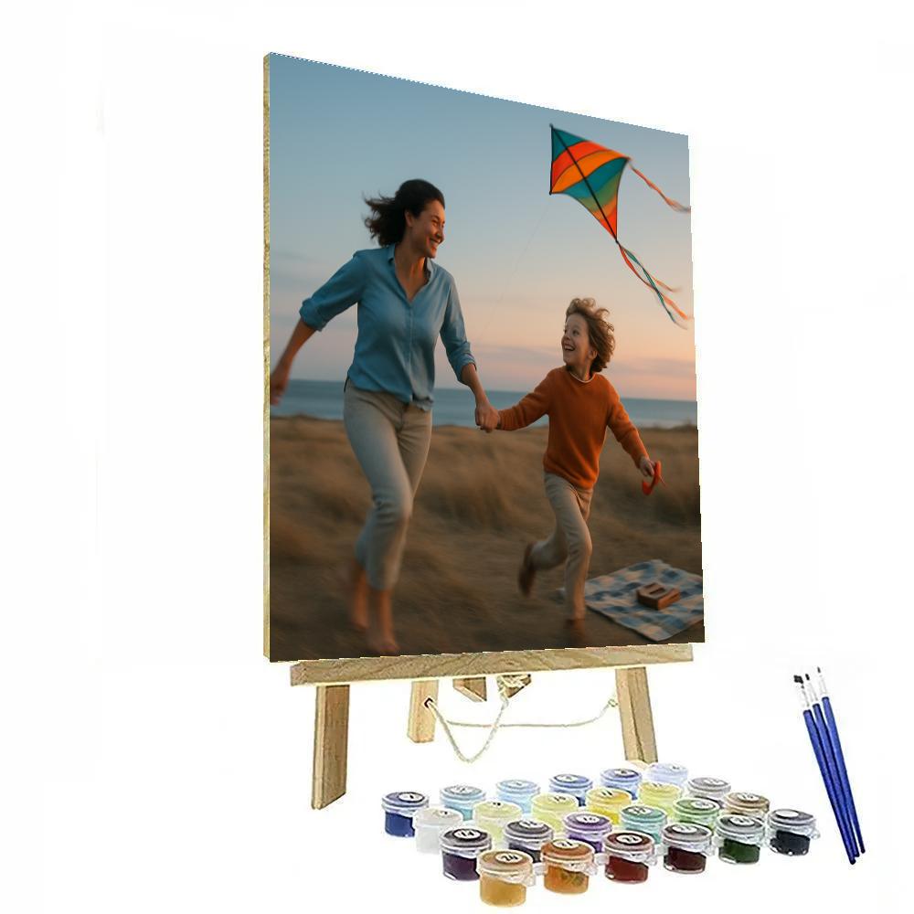 Teaching To Fly A Kite At Dusk Painting by numbers kit
