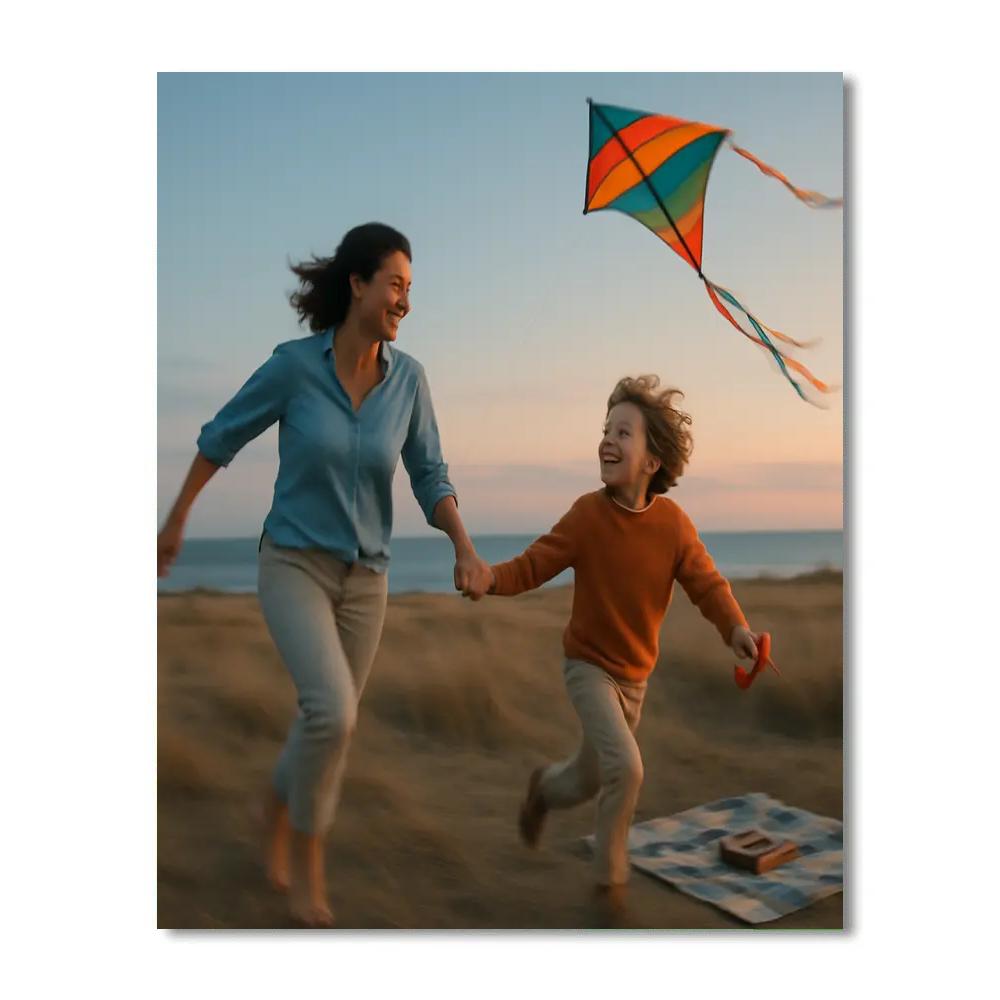 Teaching To Fly A Kite At Dusk Painting by numbers kit