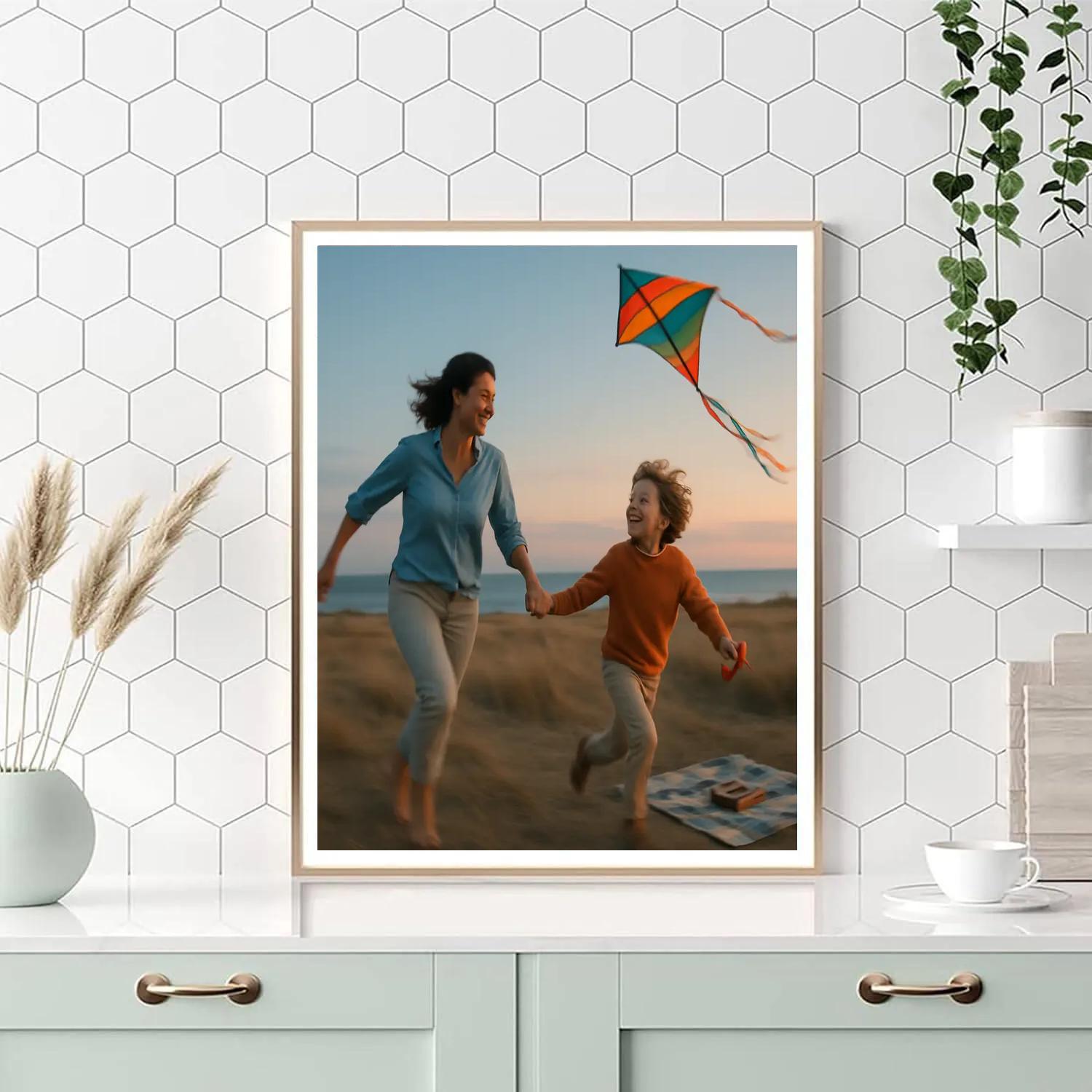 Teaching To Fly A Kite At Dusk Painting by numbers kit