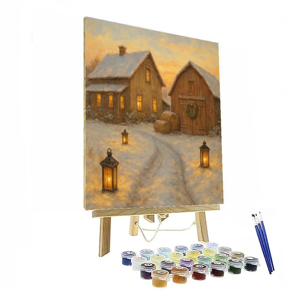 Festive Farmhouse Twilight Paint by numbers art