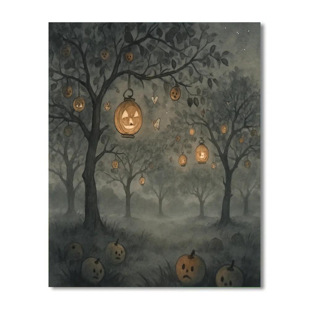 Midnight Orchard Lanterns Paint by numbers art