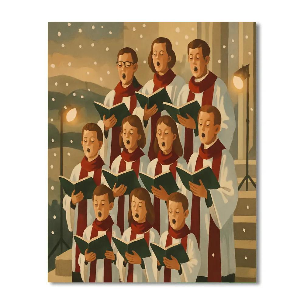 Snowy Choir Steps Number painting
