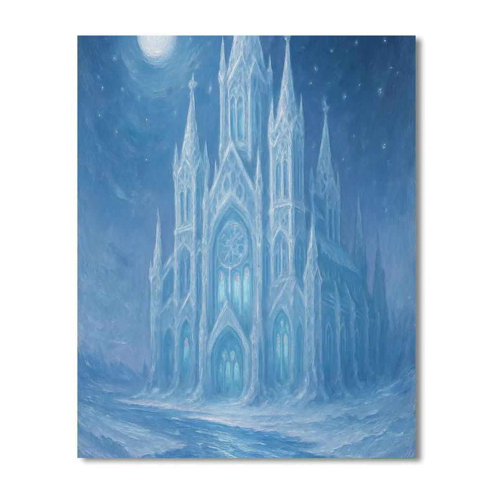 Moonlit Ice Cathedral Number painting