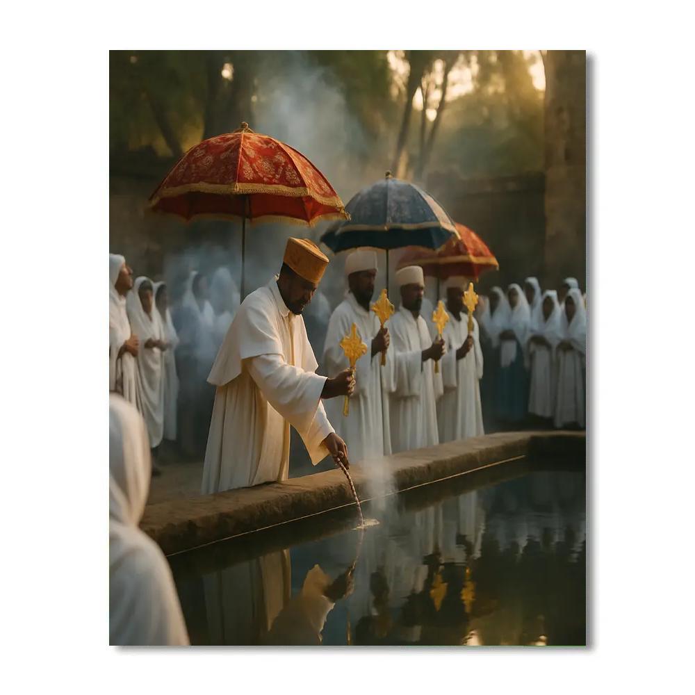 Heritage Timkat Water Blessing In Gondar painting number kit