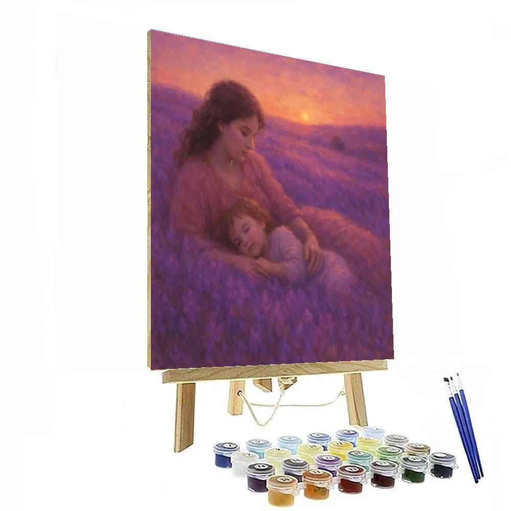 Mother And Child Dreamscape In Lavender Fields Numbered painting kits