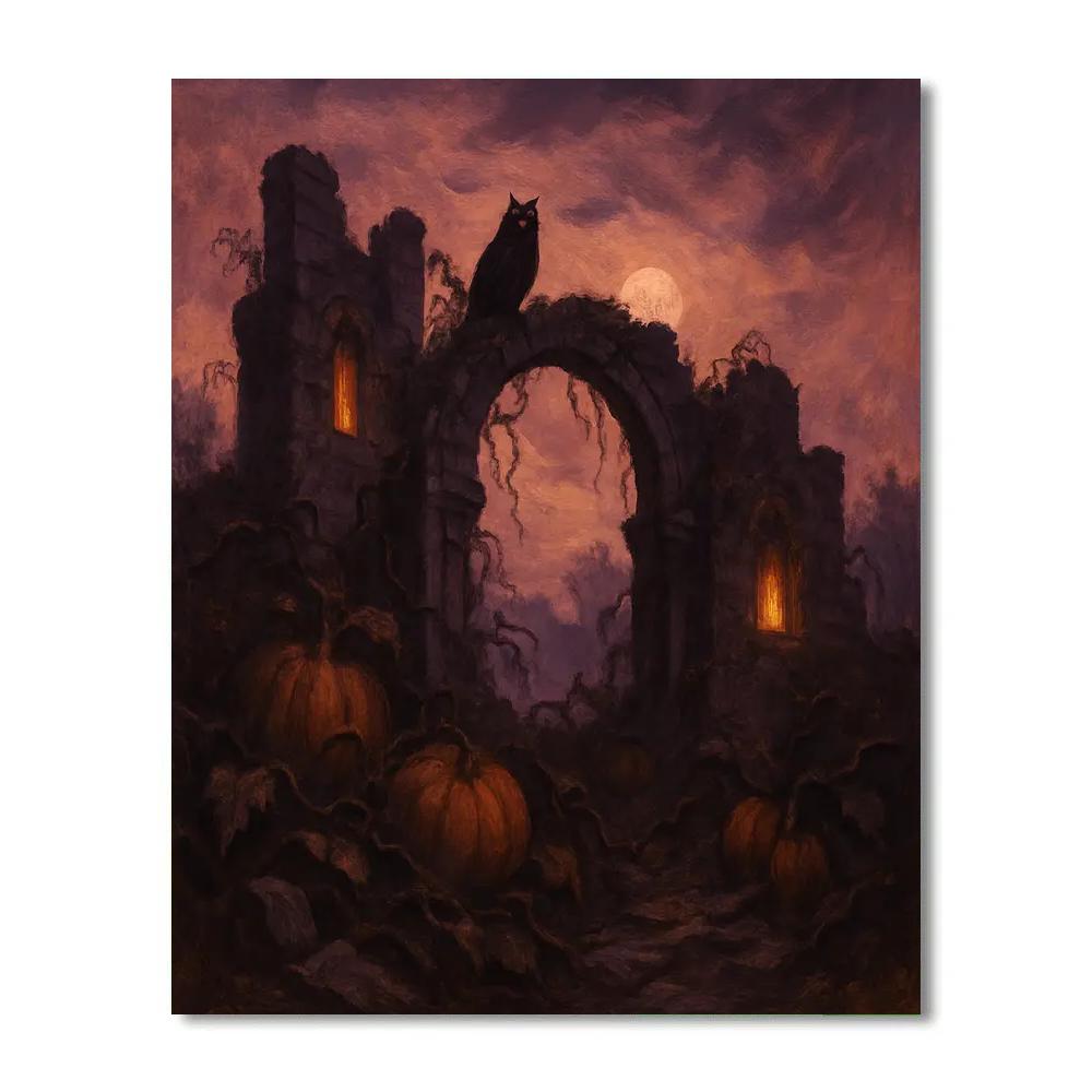 Autumn Twilight Ruins Painting by numbers kit