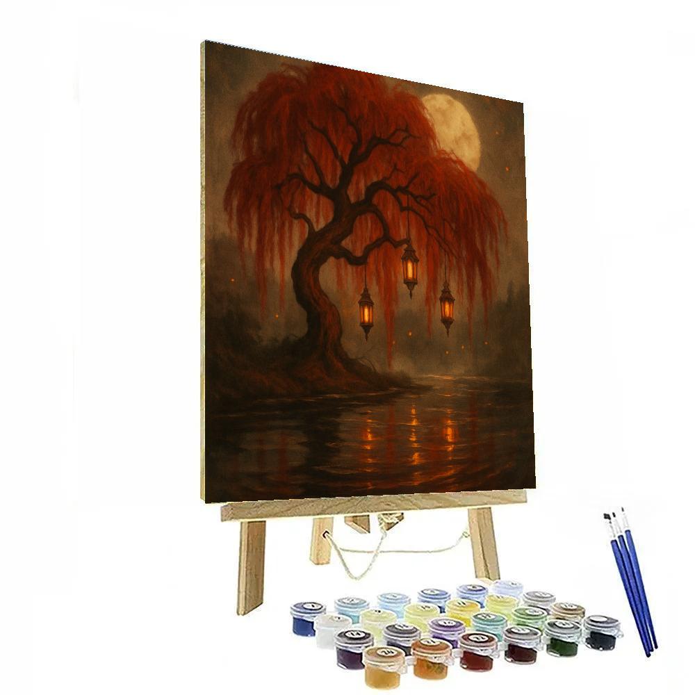 Crimson Willow Watch Number painting