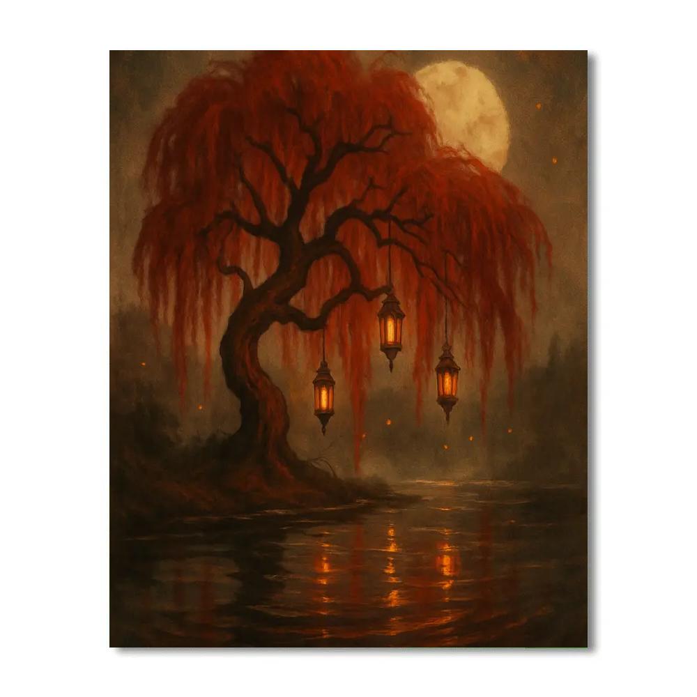 Crimson Willow Watch Number painting