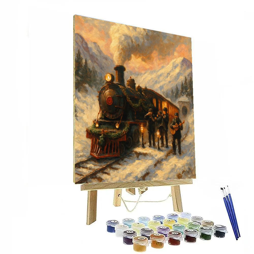 Snowbound Train Carol paint by number