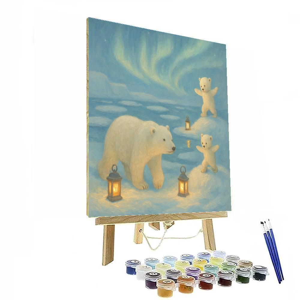 Polar Bear Lantern Family Numbered painting kits