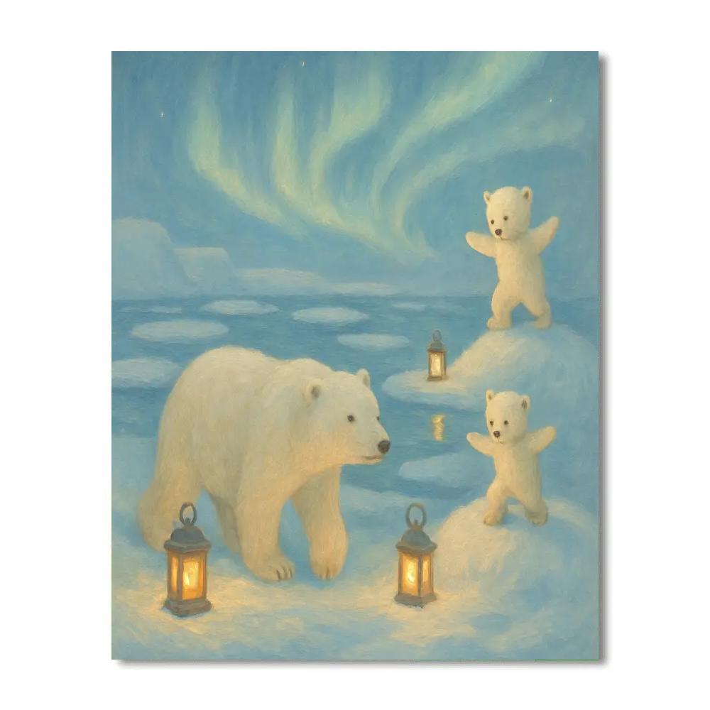 Polar Bear Lantern Family Numbered painting kits