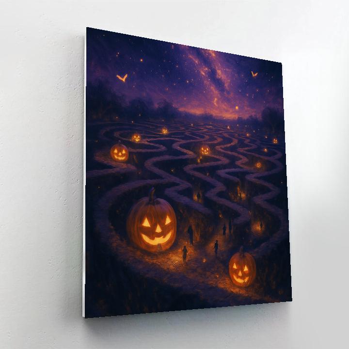 Starlit Pumpkin Labyrinth Paint by numbers art