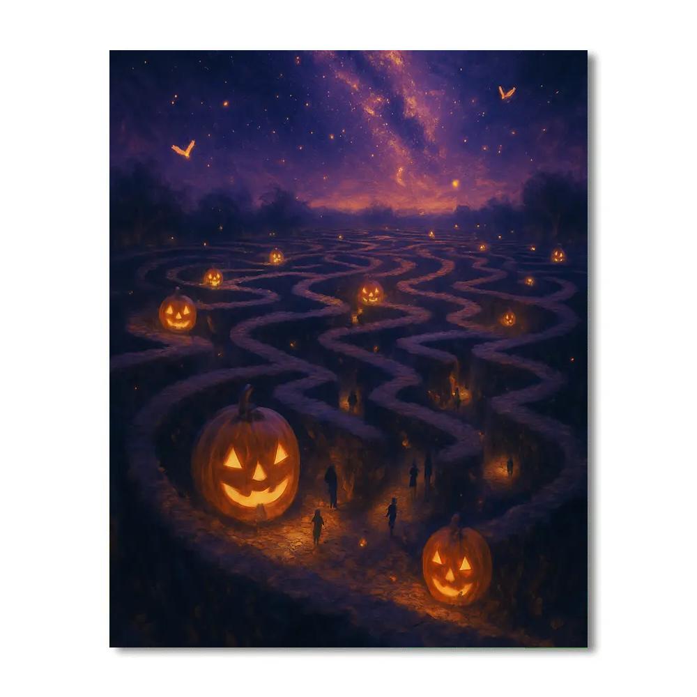 Starlit Pumpkin Labyrinth Paint by numbers art