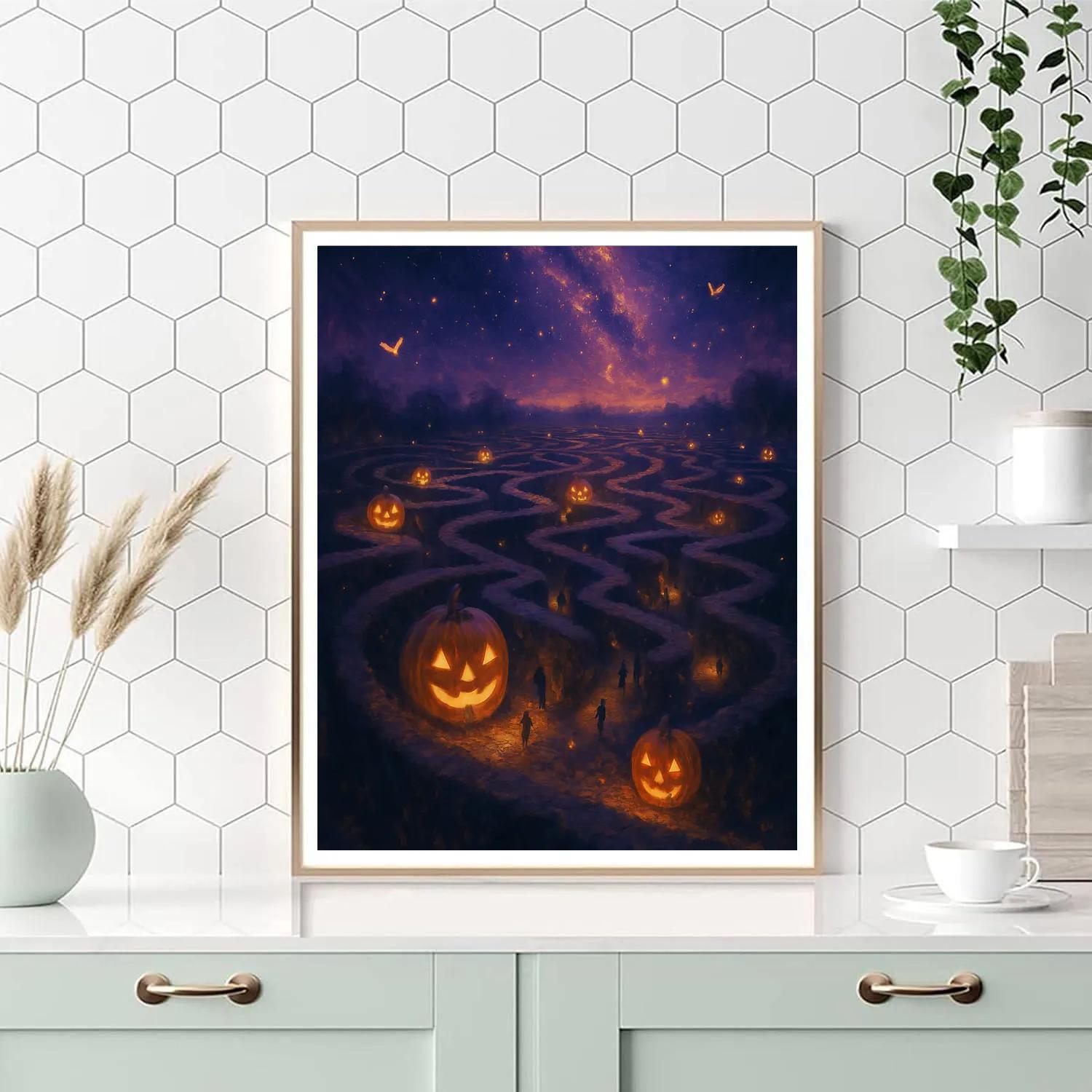 Starlit Pumpkin Labyrinth Paint by numbers art