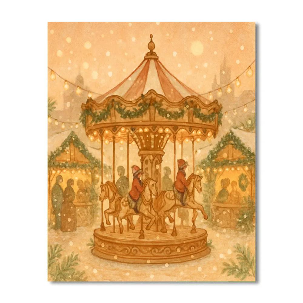 Midwinter Market Carousel Paint by numbers art