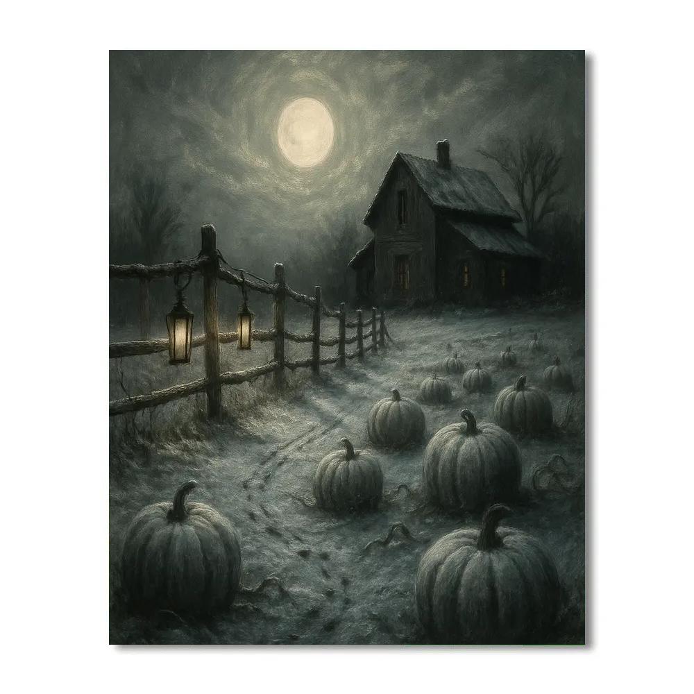 Frosted Moonlight Farmstead paint by numbers