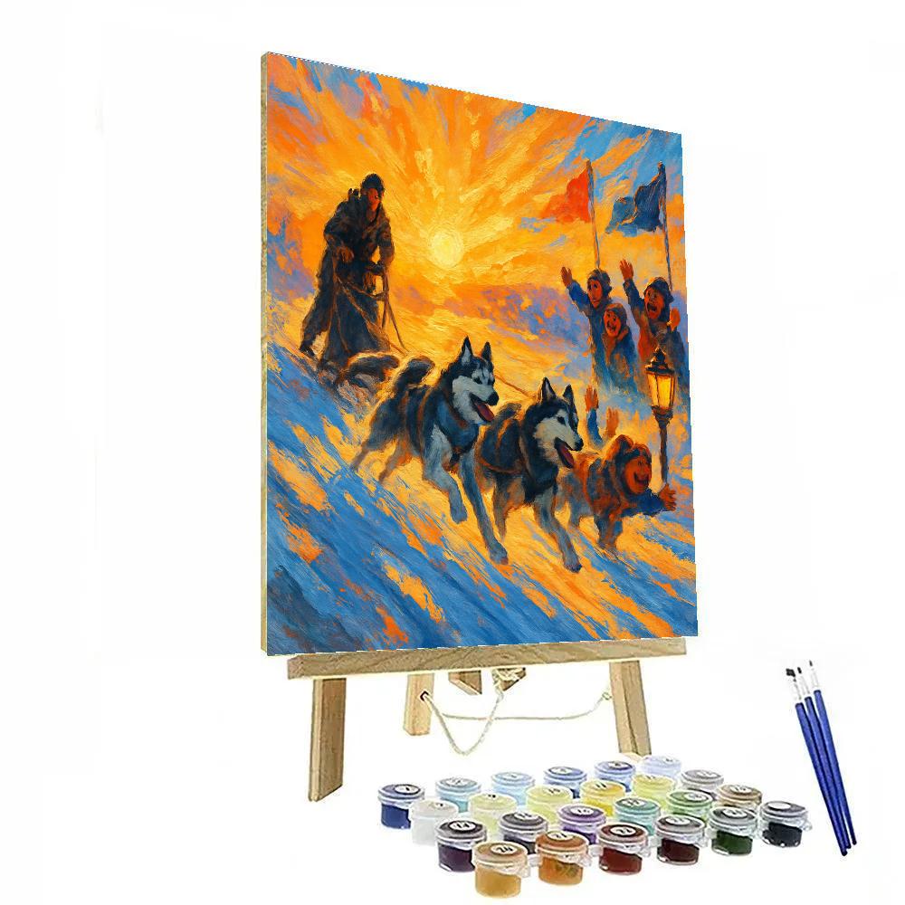 Sled Dog Sunset Parade paint by numbers
