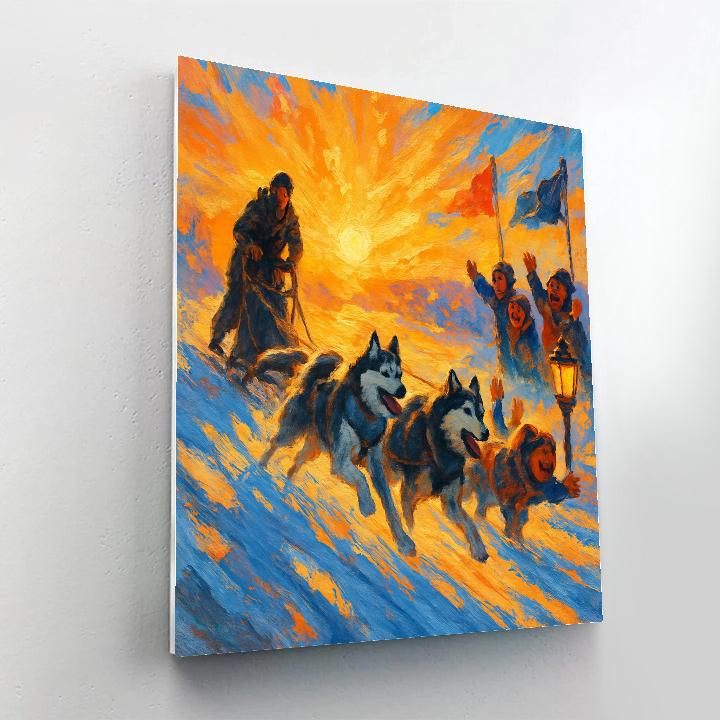 Sled Dog Sunset Parade paint by numbers