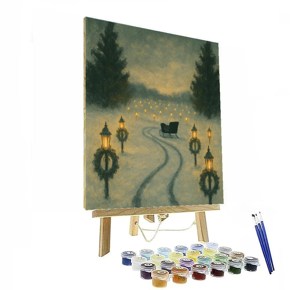 Sleigh Track Through Lantern Field Paint by numbers art