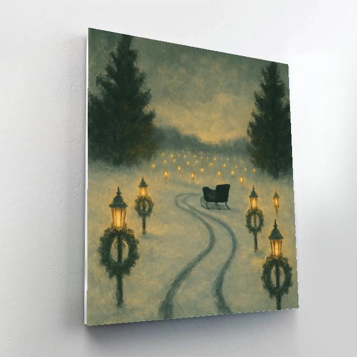 Sleigh Track Through Lantern Field Paint by numbers art