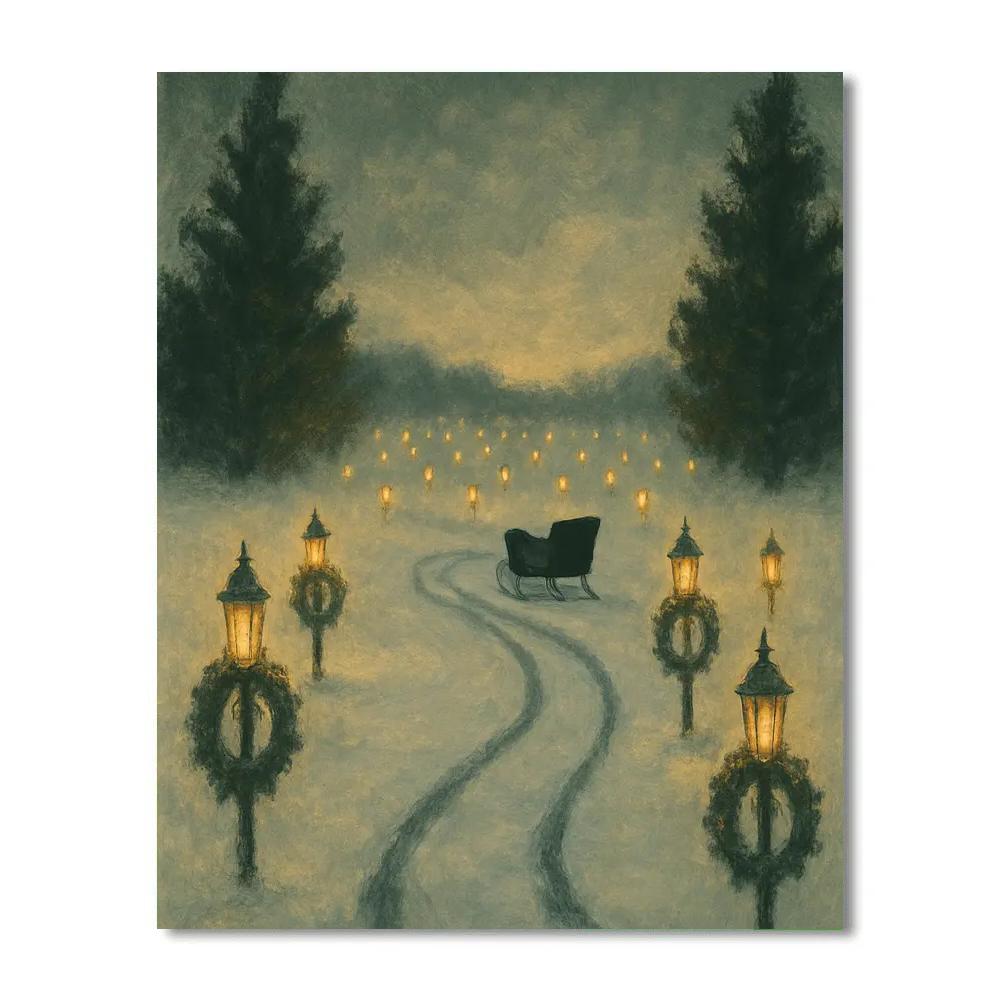 Sleigh Track Through Lantern Field Paint by numbers art