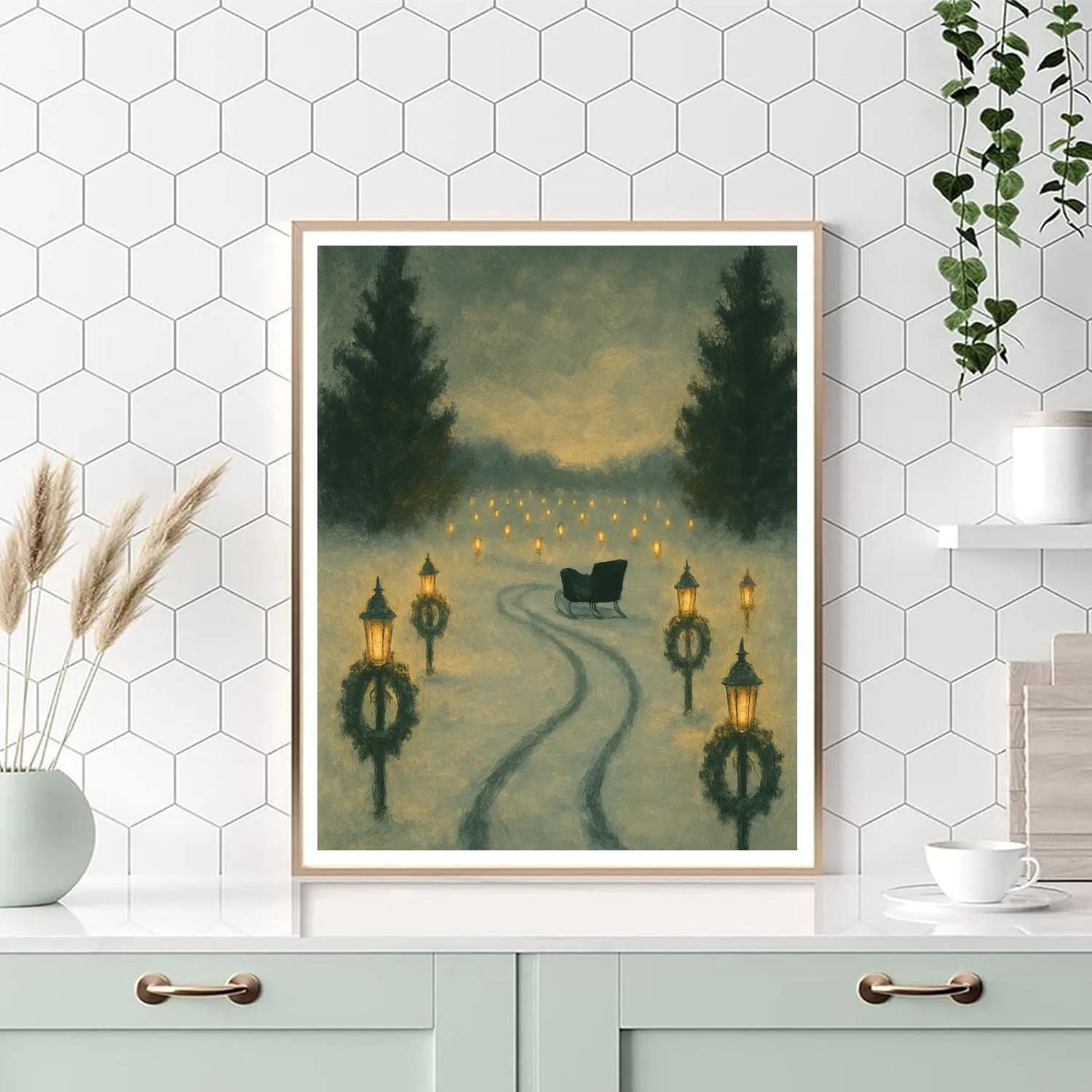Sleigh Track Through Lantern Field Paint by numbers art