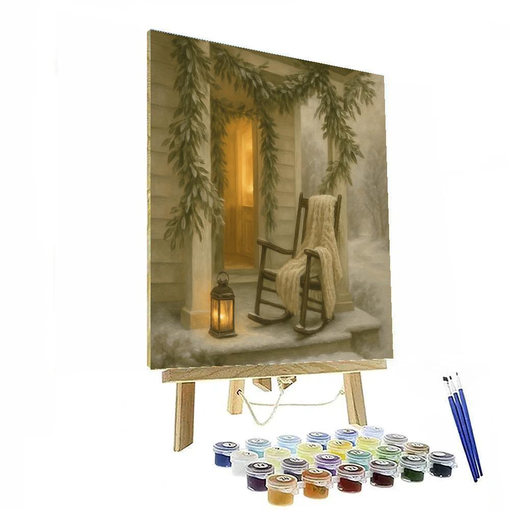 Olive Branch Winter Porch paint by number