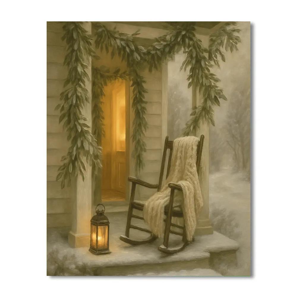 Olive Branch Winter Porch paint by number