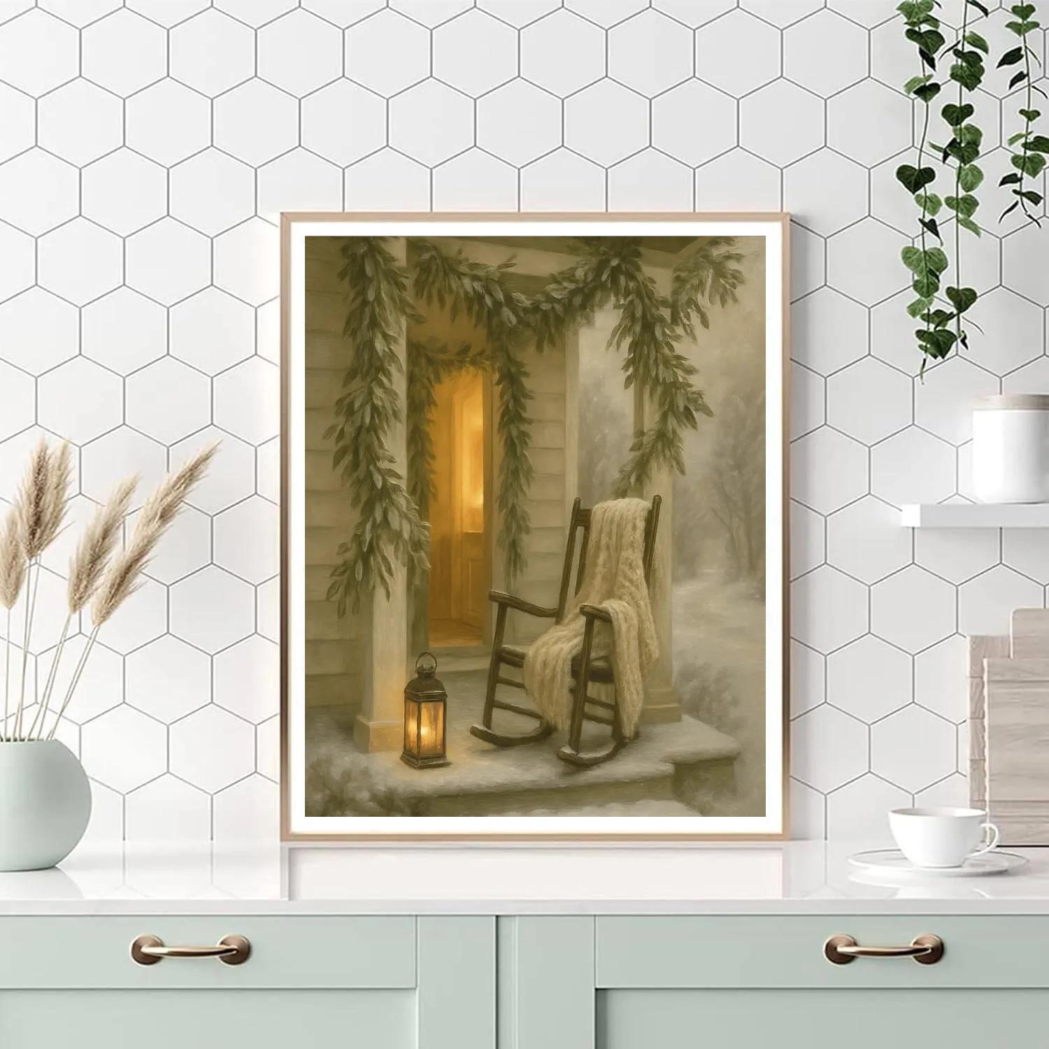 Olive Branch Winter Porch paint by number