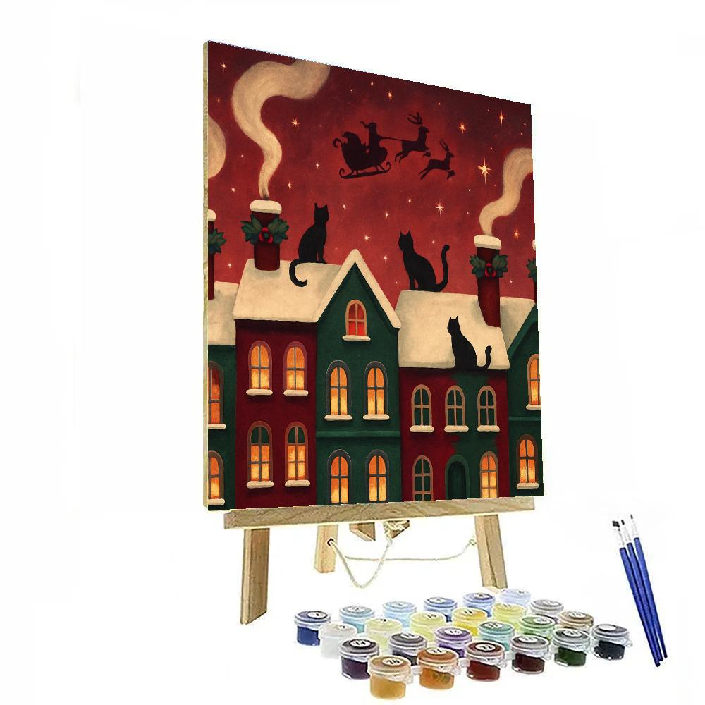Holly Jolly Chimney Row Paint by numbers kits