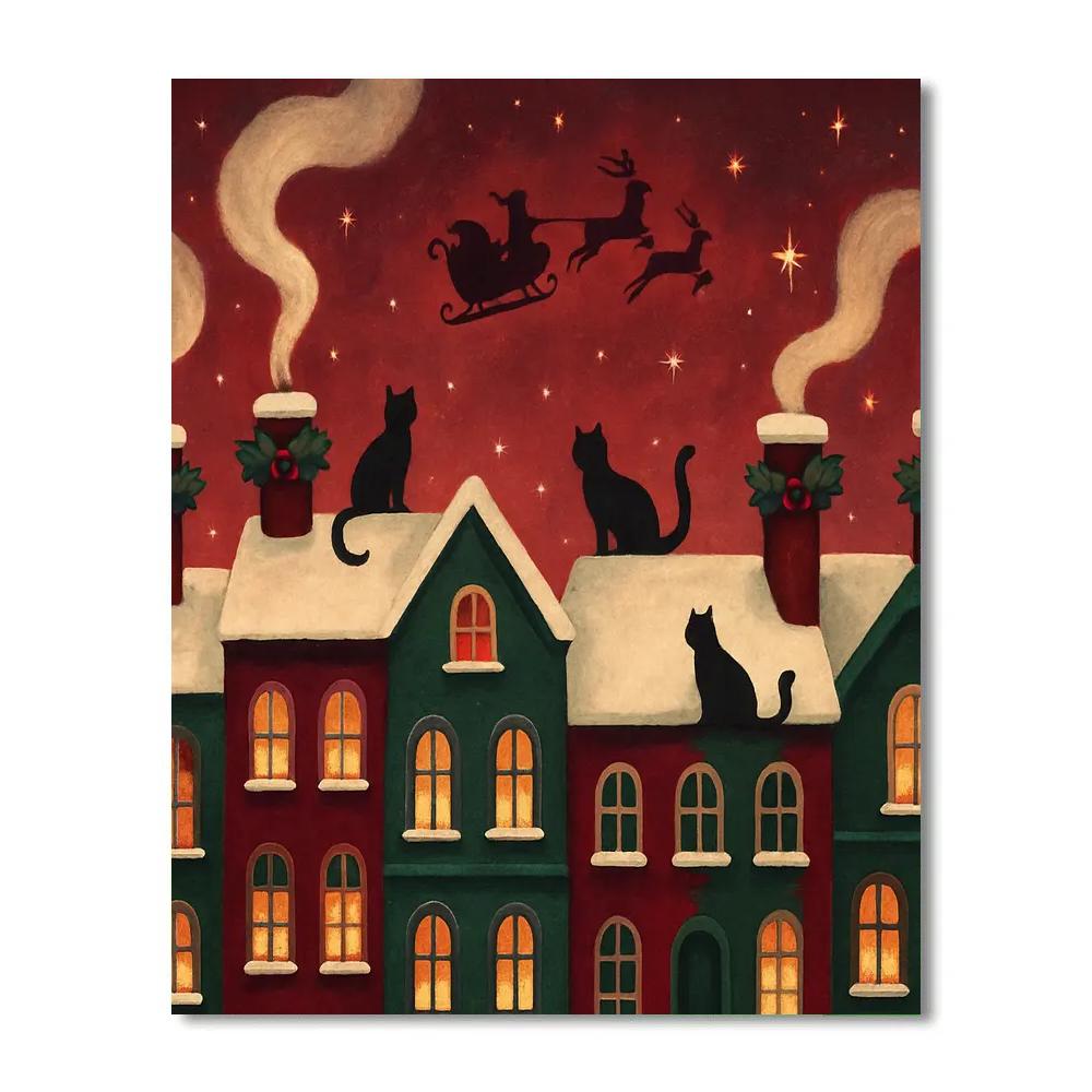 Holly Jolly Chimney Row Paint by numbers kits