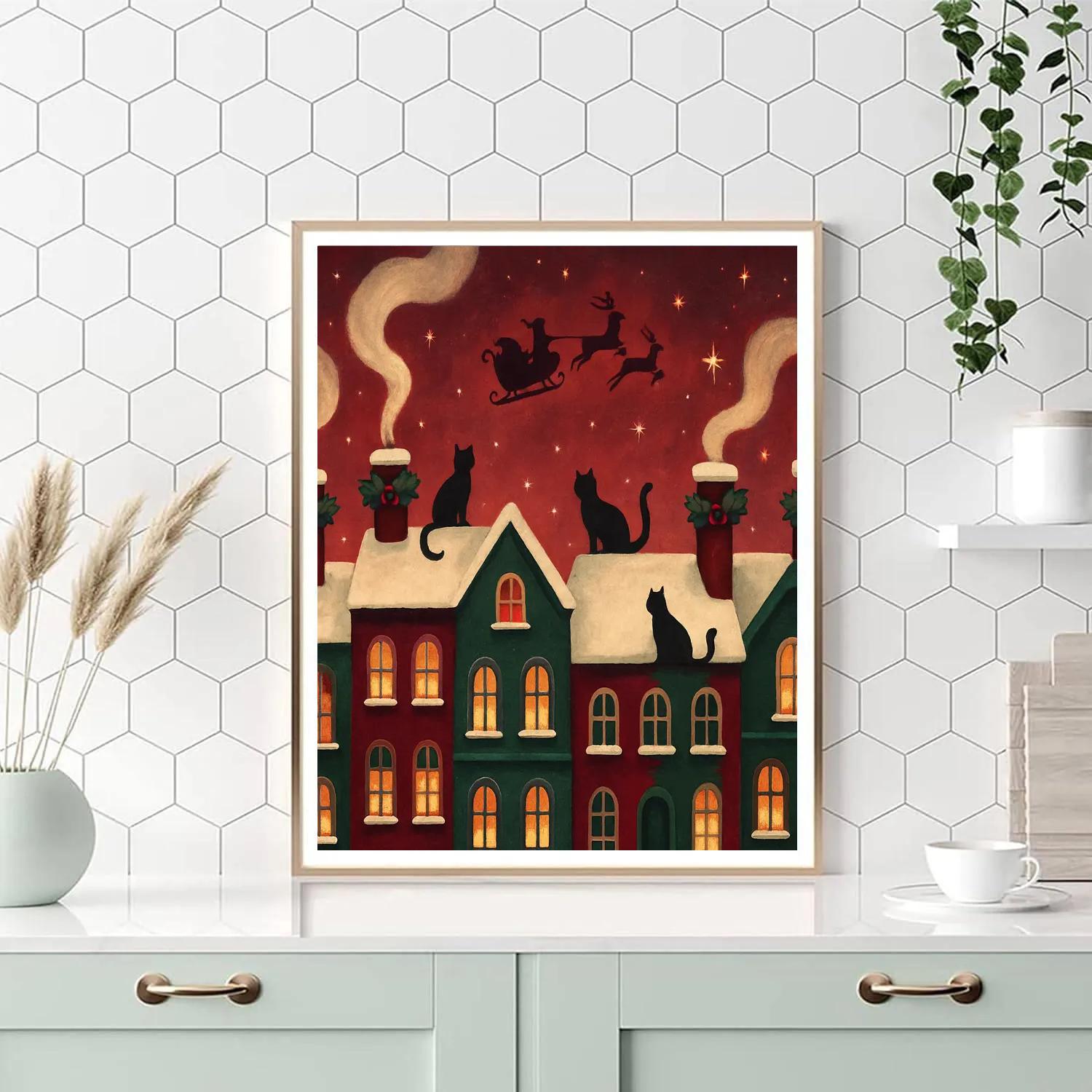 Holly Jolly Chimney Row Paint by numbers kits