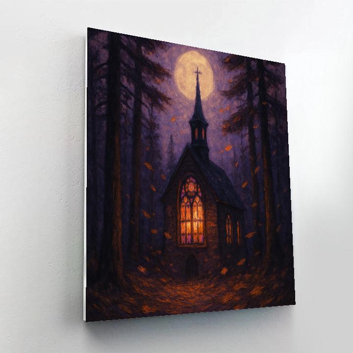 The Chapel Between Pines DIY paint by numbers