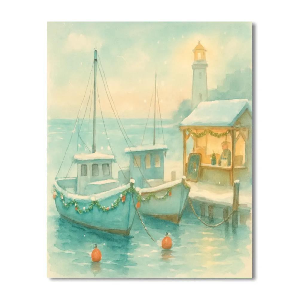 Quiet Postcard Harbor Numbered painting kits