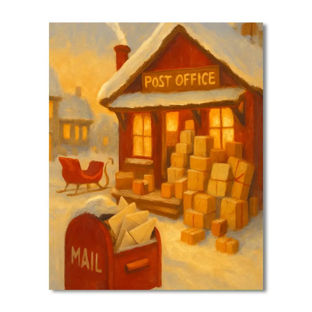 Snowbound Post Office Surprise Numbered painting kits