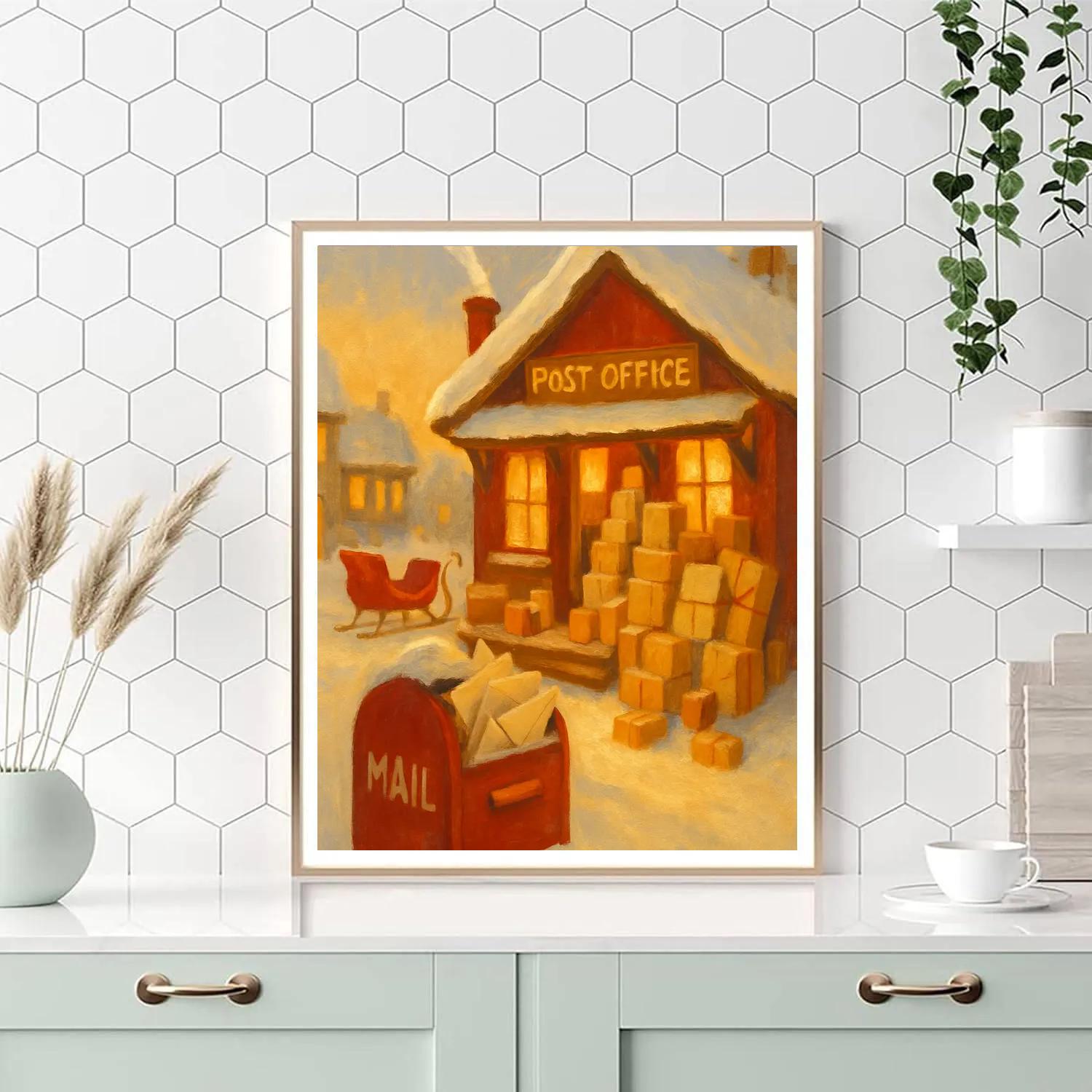 Snowbound Post Office Surprise Numbered painting kits