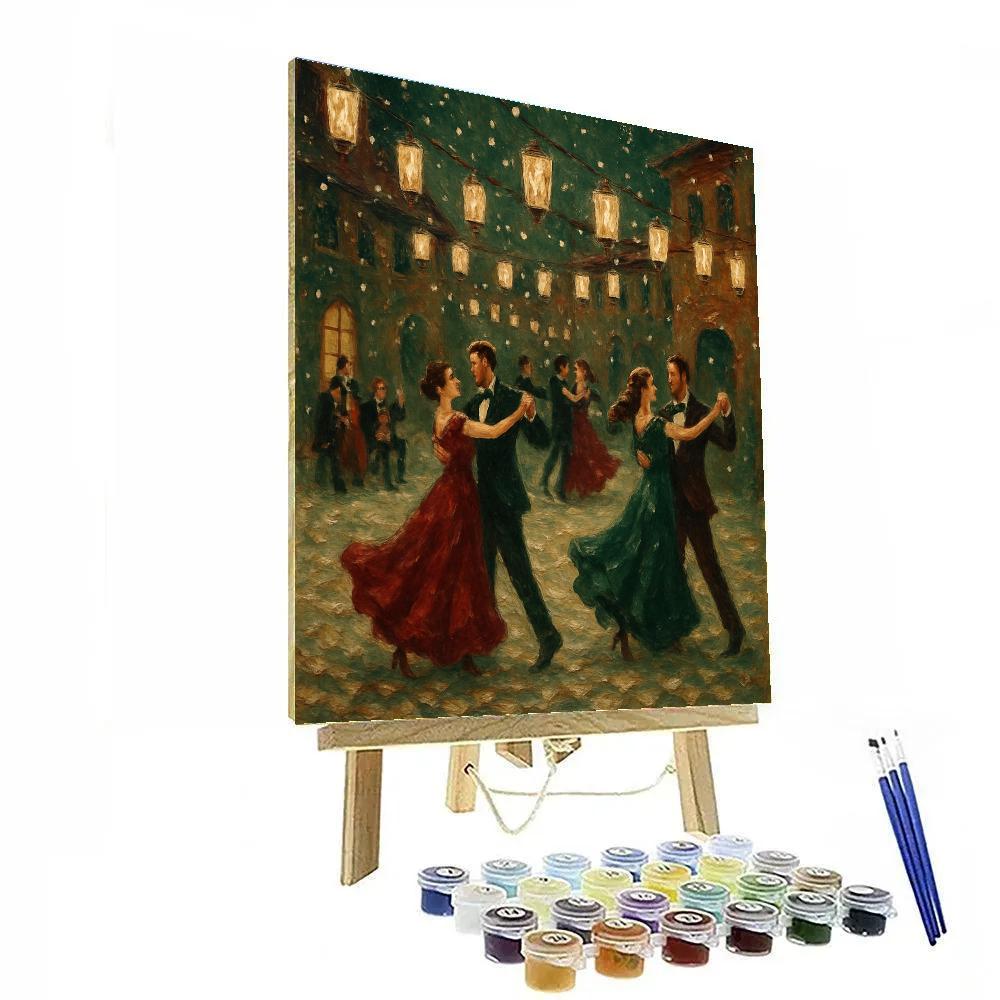 Winter Courtyard Lantern Waltz Paint by numbers art