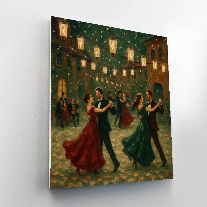 Winter Courtyard Lantern Waltz Paint by numbers art