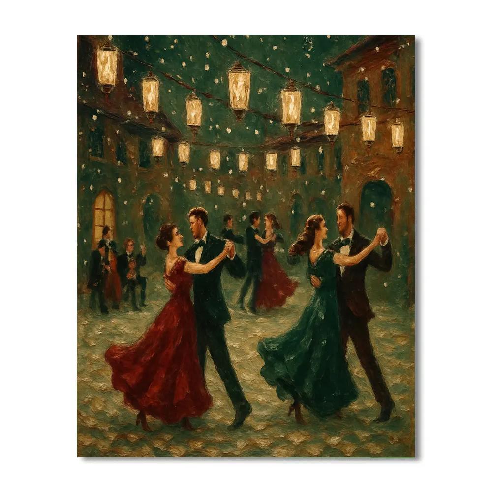 Winter Courtyard Lantern Waltz Paint by numbers art