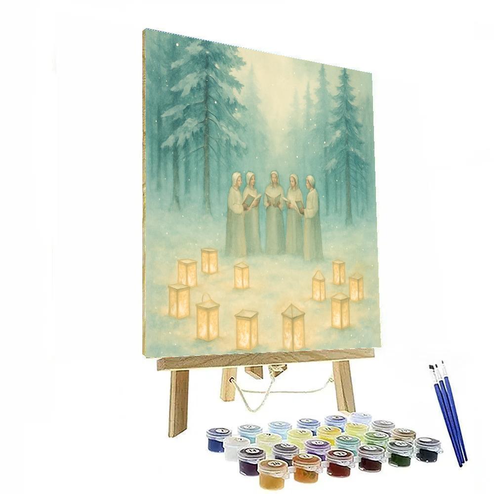 Lantern-Filled Pine Clearing Numbered painting kits