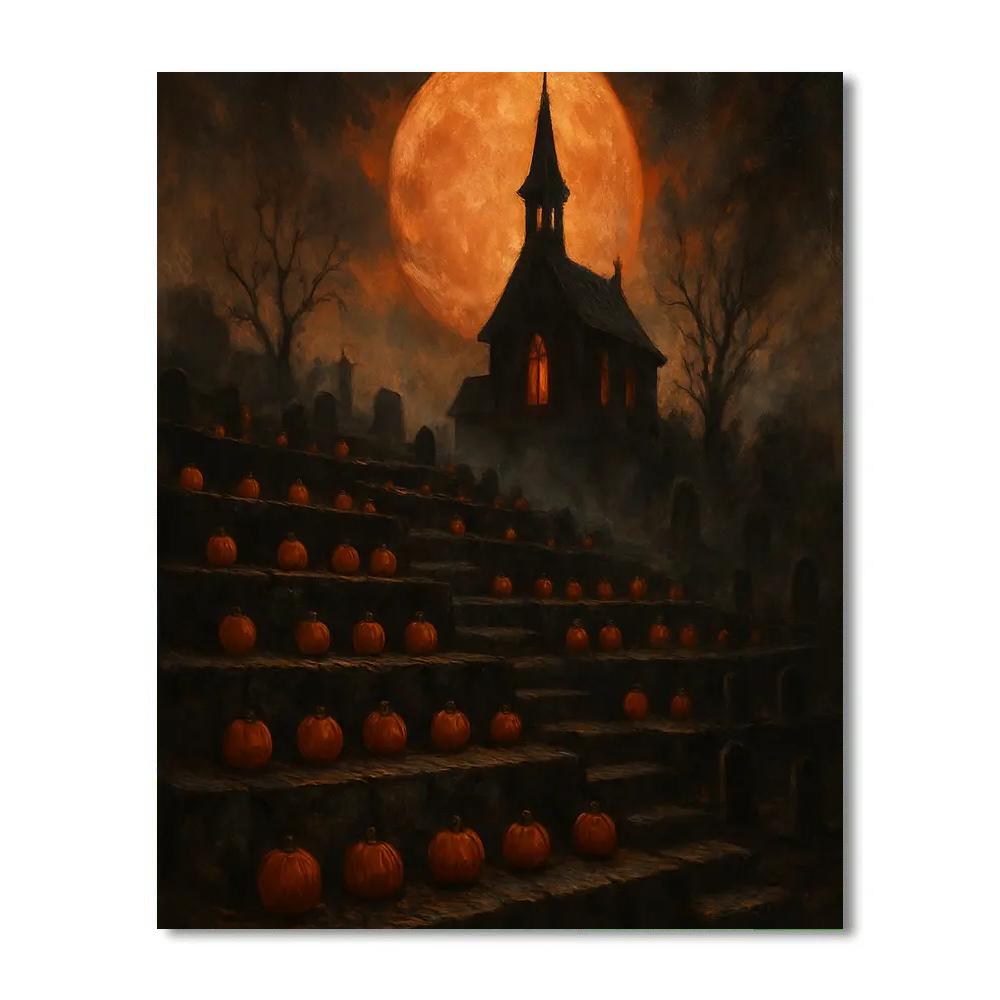 Moonrise At Graveyard Terrace paint by number