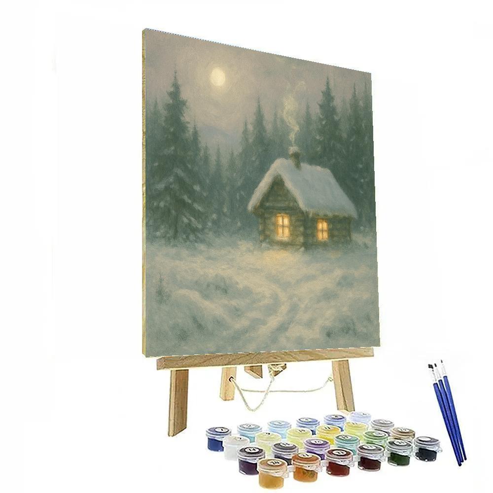 Quiet Cabin At Frosted Hollow Number painting
