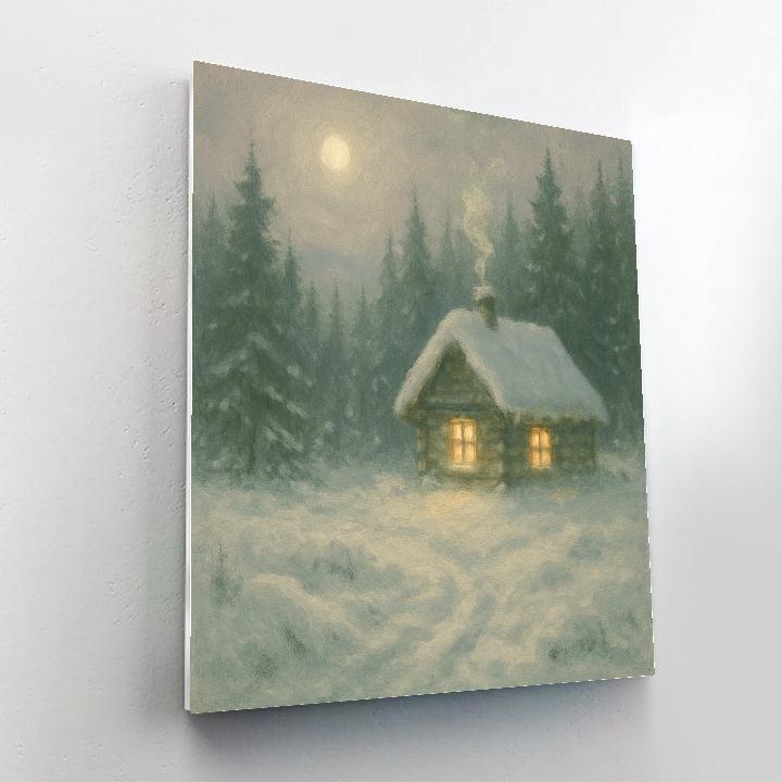 Quiet Cabin At Frosted Hollow Number painting