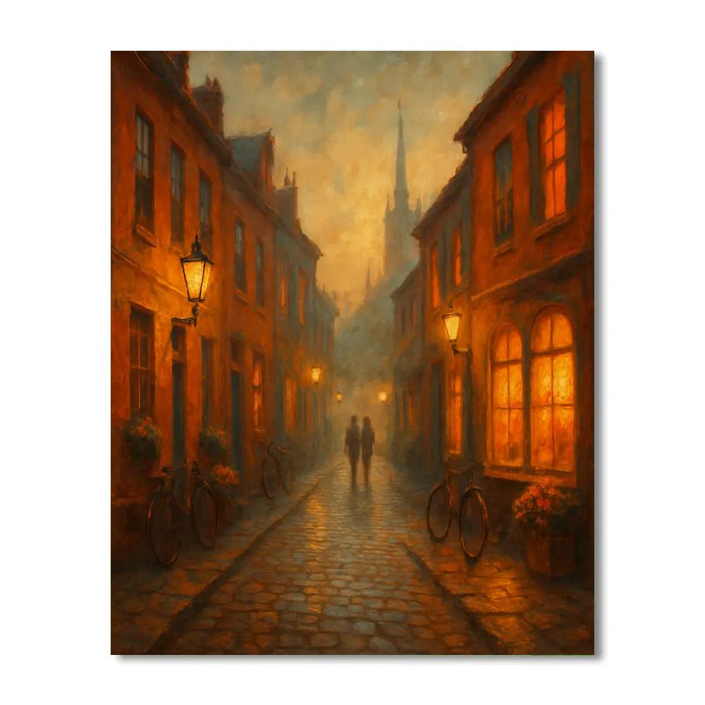 Sunset Lantern Lane Cityscape DIY paint by numbers