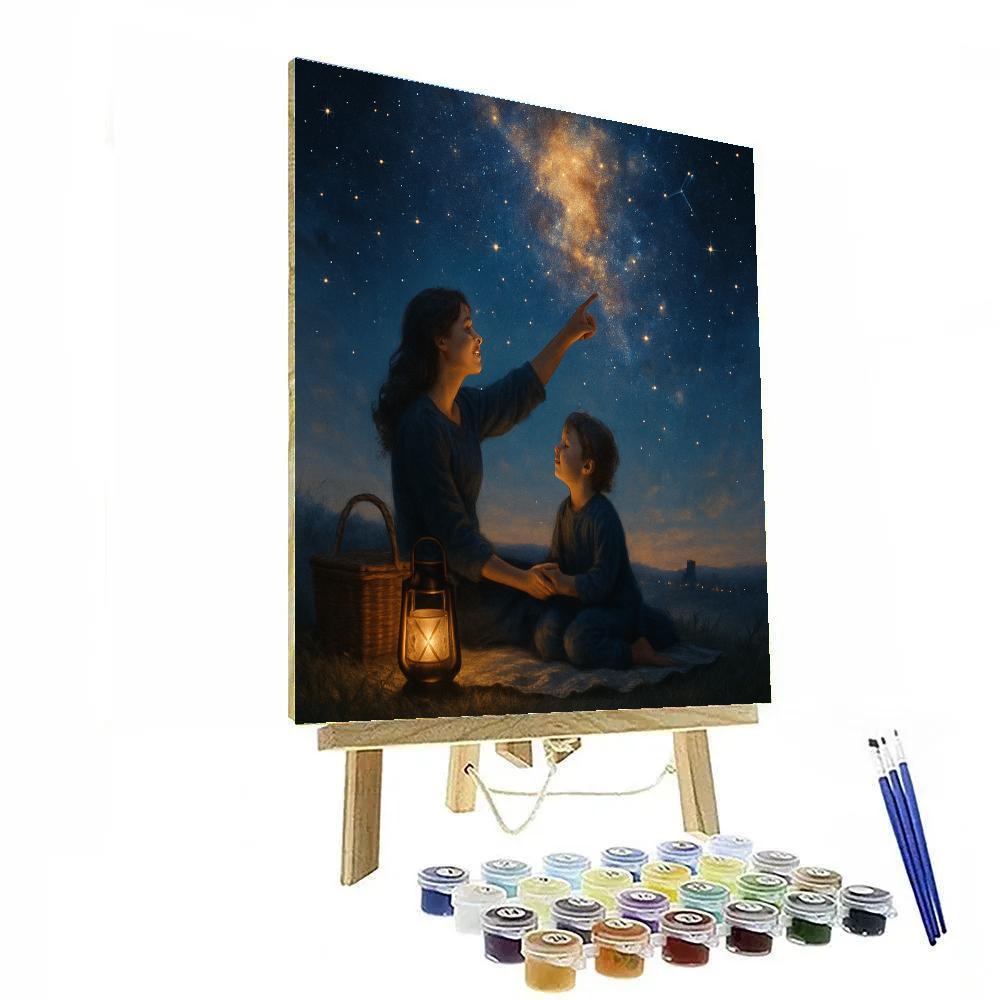 Mom And Child Starry Picnic Painting by numbers kit
